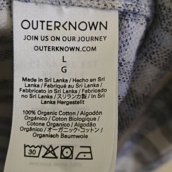 Outerknown Plaid Button-Up Flannel Shirt Organic Cotton Blue Plaid Size L - Picture 5 of 5